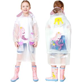 Kids Rain Trousers Rainwear for Boys Eva Cute Cartoon Raincoat Ponchos Hooded Windbreaker Waterproof Cycling Coverall