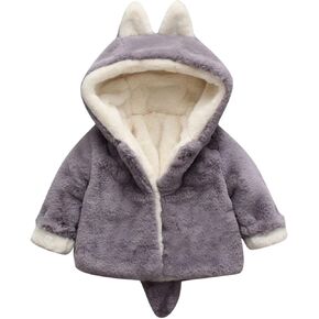 Baby Boys Bear Ears Shape Fleece Zip-up Hooded Jacket Clothes Light Sweatshirt Bear ears Zipper Up