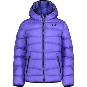 Under Armour Girls' Prime Puffer, Front Pockets & Hooded Back, Lightweight & Water Repellant, Cosmic Blue-Print in Saudi Arabia