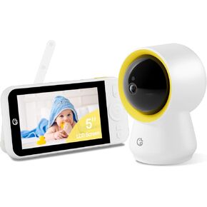 Ellie Baby Monitor No WiFi, Baby Monitor with Camera and Audio, 5" IPS 1080P with Wall Mount, 6000mAh Battery, 1000ft Range, Smart Monitoring 24hrs Playback, AI Cry Detection & Sleep Tracking