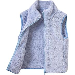 Unisex Kids Toddler Fleece Vest Outwear Sleeveless Warm Solid Color Full Zip Coat Baby Boys Girls Fall Winter Clothes