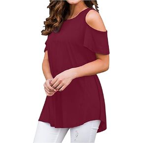 نساء كتف بارد تونك قمم قصيرة الأكمام قمصان سترة الصيف مثير القميص غير الرسمي Tshirt العصرية العارضة بلوزة أنيقة