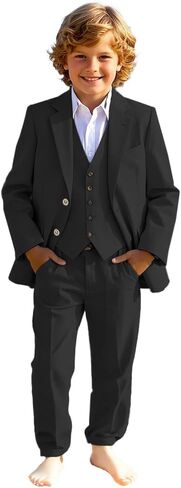 3 PC Kids Suits for Boys Notch Lapel Toddler Suit Formal Tuxedo Suit for Kids Ring Bearer Outfit in Saudi Arabia