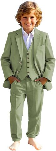 3 PC Kids Suits for Boys Notch Lapel Toddler Suit Formal Tuxedo Suit for Kids Ring Bearer Outfit in Saudi Arabia