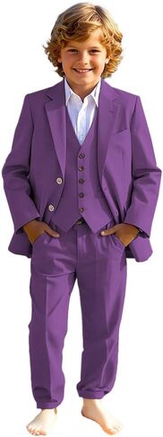 3 PC Kids Suits for Boys Notch Lapel Toddler Suit Formal Tuxedo Suit for Kids Ring Bearer Outfit in Saudi Arabia
