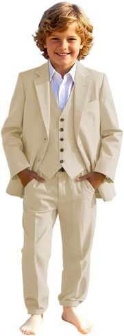 3 PC Kids Suits for Boys Notch Lapel Toddler Suit Formal Tuxedo Suit for Kids Ring Bearer Outfit in Saudi Arabia