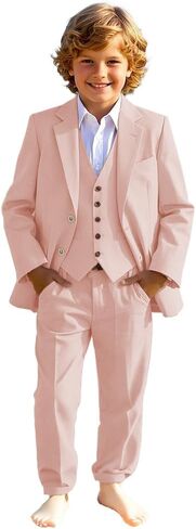 3 PC Kids Suits for Boys Notch Lapel Toddler Suit Formal Tuxedo Suit for Kids Ring Bearer Outfit in Saudi Arabia