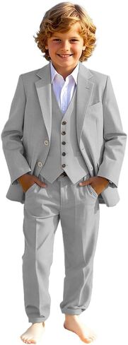 3 PC Kids Suits for Boys Notch Lapel Toddler Suit Formal Tuxedo Suit for Kids Ring Bearer Outfit in Saudi Arabia
