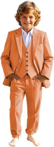 3 PC Kids Suits for Boys Notch Lapel Toddler Suit Formal Tuxedo Suit for Kids Ring Bearer Outfit in Saudi Arabia
