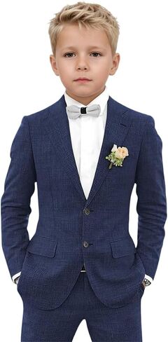 2 PC Boys Linen Suit Two Buttons Summer Wedding Suit for Kids Toddler Tuxedos Set Formal Wear in Saudi Arabia