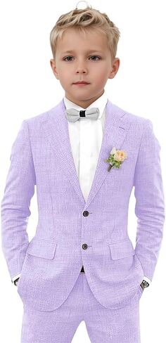 2 PC Boys Linen Suit Two Buttons Summer Wedding Suit for Kids Toddler Tuxedos Set Formal Wear in Saudi Arabia