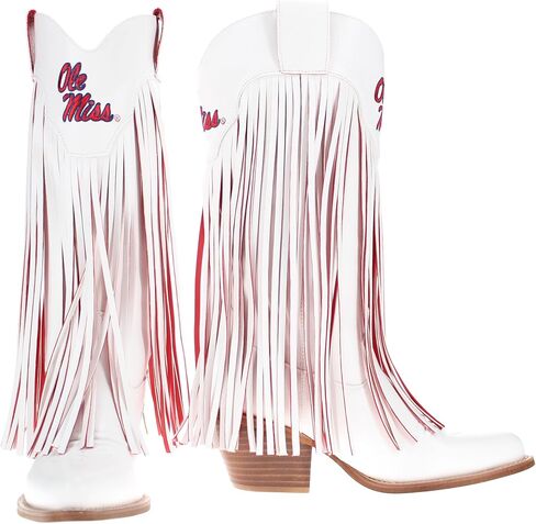 Vaccari Women's Kacey Premium PU Leather NCAA Athletics Fringe Cowboy Boots in Saudi Arabia