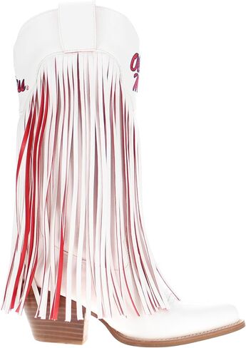 Vaccari Women's Kacey Premium PU Leather NCAA Athletics Fringe Cowboy Boots in Saudi Arabia