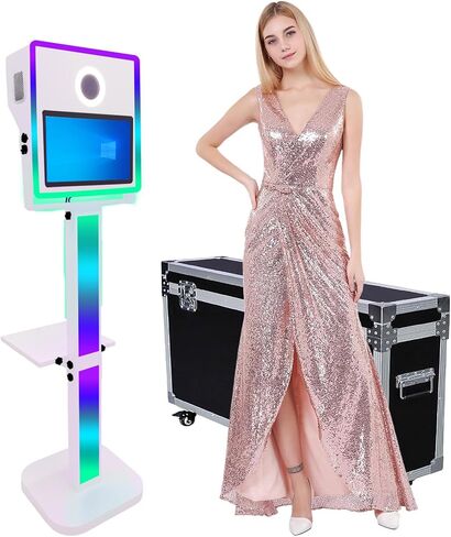 DSLR Photo Booth with 15.6 Touch Screen,Selfie Photo Booth Stand with Flight Case for Birthday Party Rental (White, Photo Booth) in Saudi Arabia