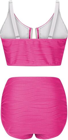 Women's Bikini Set Cutout V Neck Swimsuit High Waisted Textured Ruched Beachwear 2025 Summer Beach Swim Bathing Suits in Saudi Arabia