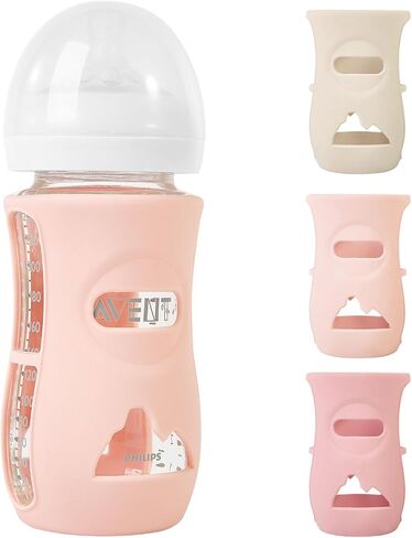 3 عبوات الأكمام السيليكون لزجاجات الأطفال الطبيعية الطبيعية في Philips ، حامل زجاجة طفل مكافحة للفتيات ، متوافق مع زجاجة الأطفال الطبيعية في Philips Avent Glass ، 8 أوقية in Kuwait