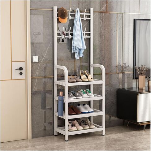 Coat Rack Stand Clothes Rack Stand, Garment Racks, Clothing Hat Shoe Handbag Scarves Organizer, Bedroom Entryway Hall Cloakroom Storage Hanger, Shelves(White,60x27x170CM/23.63x10.63x66.93in) in Saudi Arabia