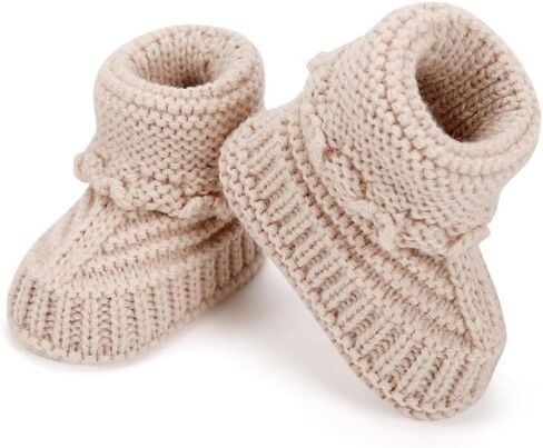 Baby Booties Newborn Infant Knit Shoes Soft Cozy Warm Cotton Boots for Boy Girl in Kuwait