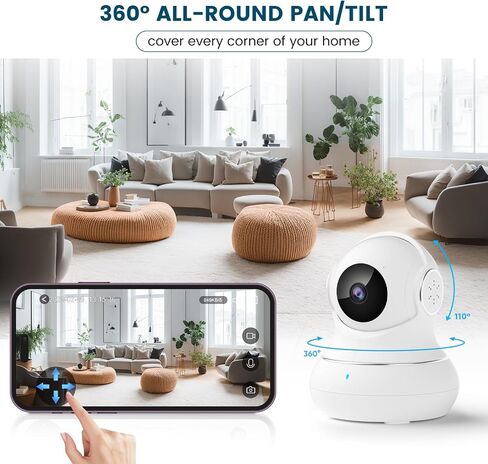 Litokam Security Camera Indoor 2K ، 360 PAN/TILT Cameras for Home Security مع اكتشاف الحركة ، مراقبة الأطفال للحيوانات الأليفة/الكلب مع رؤية ليلية ، 2.4 جيجا هرتز واي فاي مع تطبيق هاتف وصوت ثنائي الاتجاه in Kuwait
