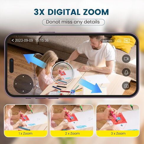 Litokam Security Camera Indoor 2K ، 360 PAN/TILT Cameras for Home Security مع اكتشاف الحركة ، مراقبة الأطفال للحيوانات الأليفة/الكلب مع رؤية ليلية ، 2.4 جيجا هرتز واي فاي مع تطبيق هاتف وصوت ثنائي الاتجاه in Kuwait