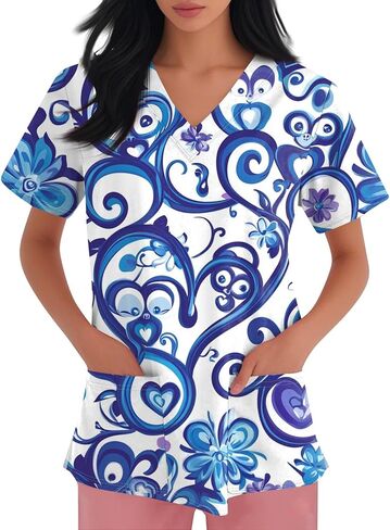 HXHYQKP SCRUB TOPS WOMENTY RECKY V NECK PLUS in Kuwait