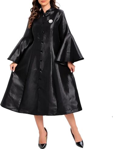 Go Mai Women's Plus Size Elegant Church Robe with Flash Forged Fabric Flare Sleeve Perfect for Choir Dress Clergy Robes in Kuwait