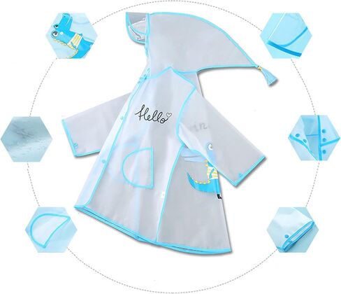Kids Cute Cartoon Raincoats Boys Girls Lightweight Rain Jacket Coat Waterproof Rain Poncho Reusable Rainwear in Saudi Arabia