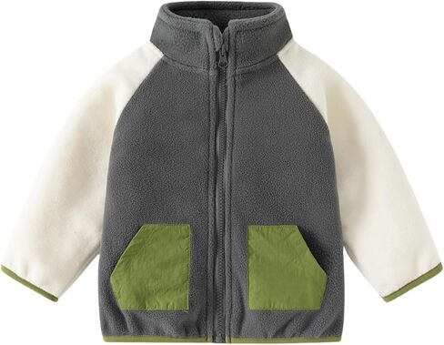 Meufam Toddler Boy's Stand Colar Sherpa Jackets Little Kids Color Block Warm Polar Fleece Coat Winter Outerwear With Pocket in Kuwait