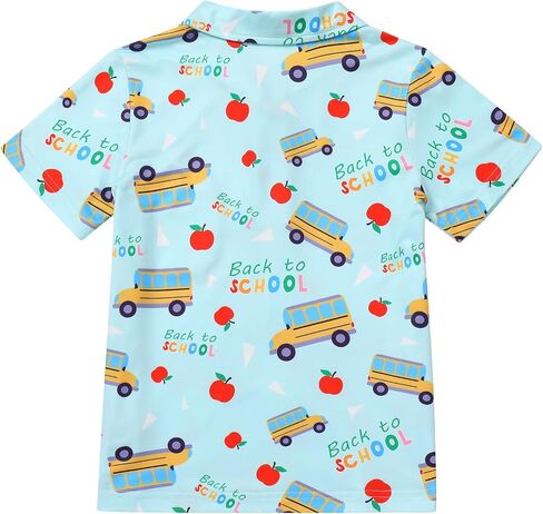 OBEEII Kids Toddler Boys Back to School Shirt Short Sleeve School Bus Button Up Shirt Casual First Day of Kindergarten Shirt in Kuwait