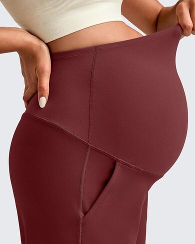 G4Free Maternity Athletic Shorts with Pockets Over The Belly Stretchy Workout Pants Pregnancy Wide Leg Bermuda Casual in Saudi Arabia