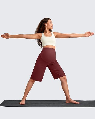 G4Free Maternity Athletic Shorts with Pockets Over The Belly Stretchy Workout Pants Pregnancy Wide Leg Bermuda Casual in Saudi Arabia