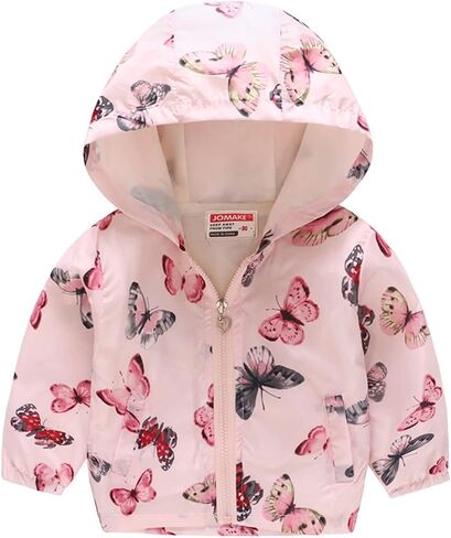 Toddler Kids Rain Jacket Lightweight 𝐖aterproof Fall Coat Zipper Hooded Lined Windbreaker Outerwear for Boys Girls in Saudi Arabia