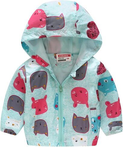 Toddler Kids Rain Jacket Lightweight 𝐖aterproof Fall Coat Zipper Hooded Lined Windbreaker Outerwear for Boys Girls in Saudi Arabia