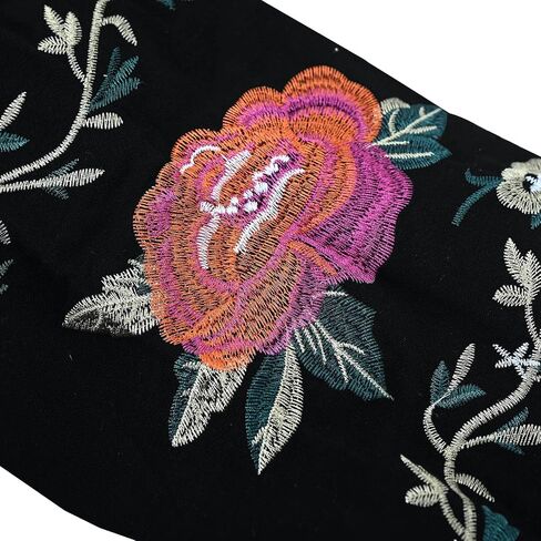 Boho Floral Embroidery Cotton Linen Tops for Women Summer Casual 3/4 Sleeve T Shirts Lightweight Ethnic Style Blouse in Kuwait