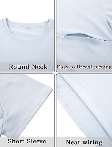 Women's Maternity Nursing Tops Zipper Shirt for Breastfeeding Solid Short Sleeve T-Shirt in Saudi Arabia