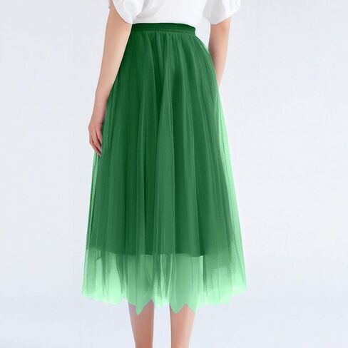Women's Tulle Elastic Ruffle Petticoat Lightweight A-Line Underskirts for Cosplay Midi Skirt Elegant Party Tutu Skirt in Saudi Arabia