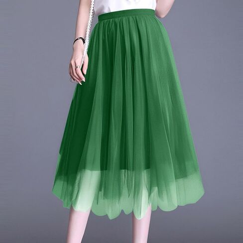 Women's Tulle Elastic Ruffle Petticoat Lightweight A-Line Underskirts for Cosplay Midi Skirt Elegant Party Tutu Skirt in Saudi Arabia