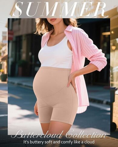 3 Pack Women's Maternity Shorts Over Belly High Waist Lounge Pregnancy Short Pants Biker Workout Summer Clothes in Saudi Arabia