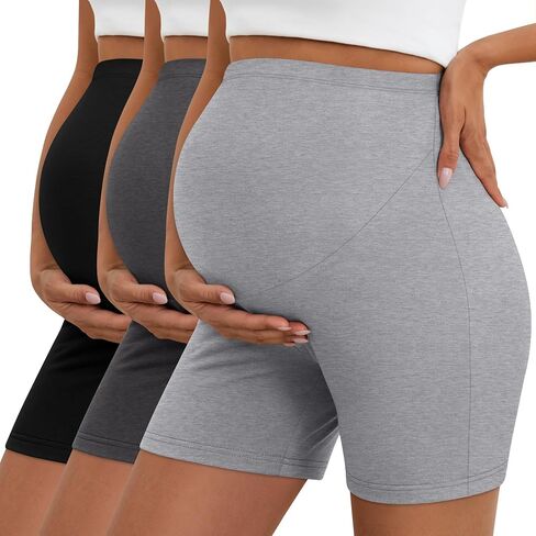 3 Pack Women's Maternity Shorts Over Belly High Waist Lounge Pregnancy Short Pants Biker Workout Summer Clothes in Saudi Arabia