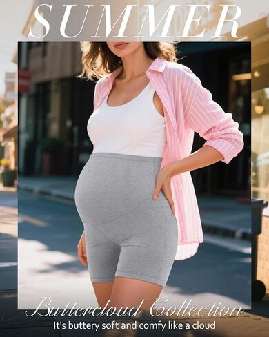 3 Pack Women's Maternity Shorts Over Belly High Waist Lounge Pregnancy Short Pants Biker Workout Summer Clothes in Saudi Arabia