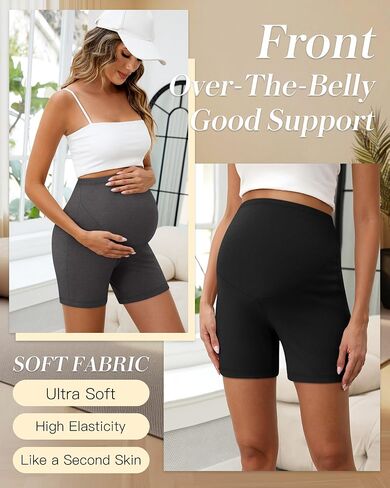 3 Pack Women's Maternity Shorts Over Belly High Waist Lounge Pregnancy Short Pants Biker Workout Summer Clothes in Saudi Arabia