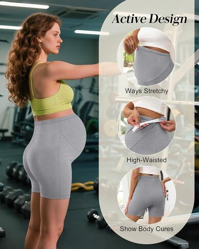 3 Pack Women's Maternity Shorts Over Belly High Waist Lounge Pregnancy Short Pants Biker Workout Summer Clothes in Saudi Arabia