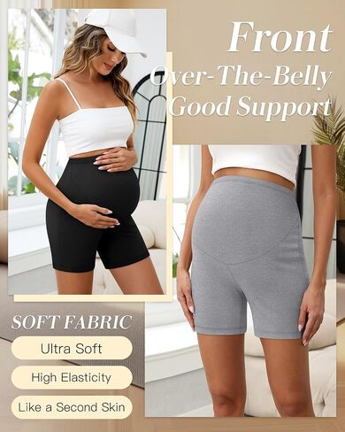 3 Pack Women's Maternity Shorts Over Belly Pregnancy High Waisted Summer Lounge Sleep Pajama Biker Shorts in Saudi Arabia