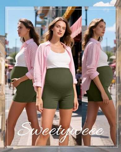 3 Pack Women's Maternity Shorts Over Belly Pregnancy High Waisted Summer Lounge Sleep Pajama Biker Shorts in Saudi Arabia