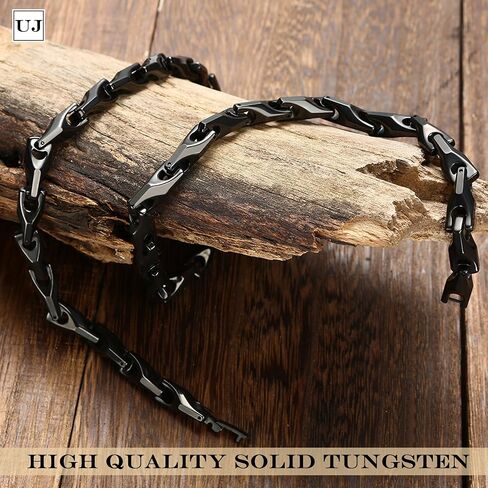 Stunning Men's 18K Gold Plated Link Chain Necklace with Solid Heavy Wheat Tungsten Carbide Base (22 Inches Long) Comes with Gift Box - Perfect Jewelry Gift in Saudi Arabia