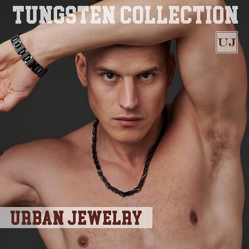 Stunning Men's 18K Gold Plated Link Chain Necklace with Solid Heavy Wheat Tungsten Carbide Base (22 Inches Long) Comes with Gift Box - Perfect Jewelry Gift in Saudi Arabia