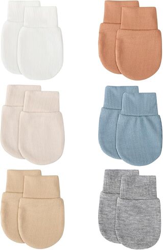 BQUBO 6 Pairs Newborn Baby Boys Girls Mittens 0-6 Months Unisex-Baby Infant Mittens Elastic No Scratch Wrist Gloves in Saudi Arabia