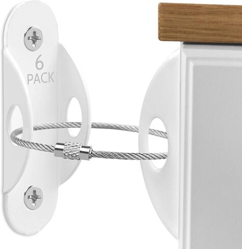 Guirnd 6 Pack Furniture Anchors, Anti Tip Furniture Anchors for Baby Proofing, Metal Earthquake Straps Furniture Straps Wall Anchor for Dresser and Bookcase (White) in Kuwait