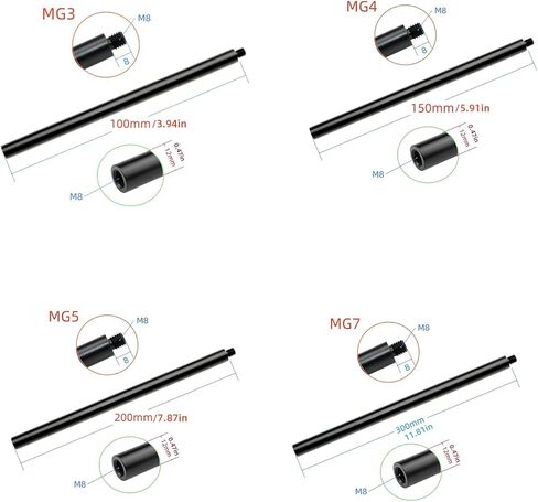 Thread Extension Rod 12mm Diameter 1/4inch Extension Poles Stabilizer Accessory for Tripods and Motorcycle Mounts in Saudi Arabia