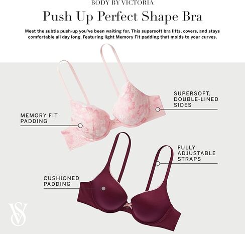Victoria's Secret Perfect Shape Push Up Bra, Full Coverage, Padded, Bras for Women, Body by Victoria Collection, Marzipan (34D) in Saudi Arabia